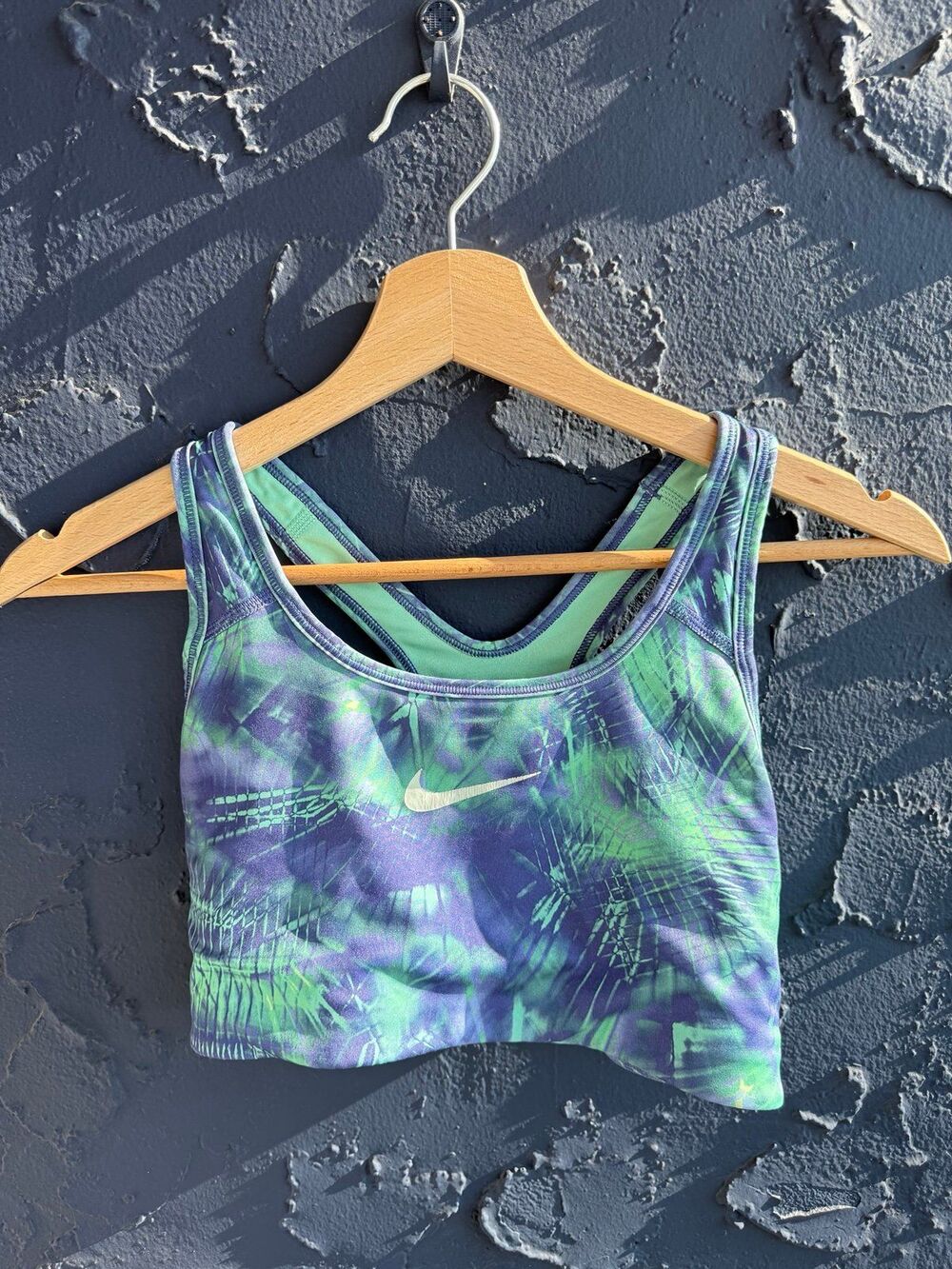 blue & green nike sports bra